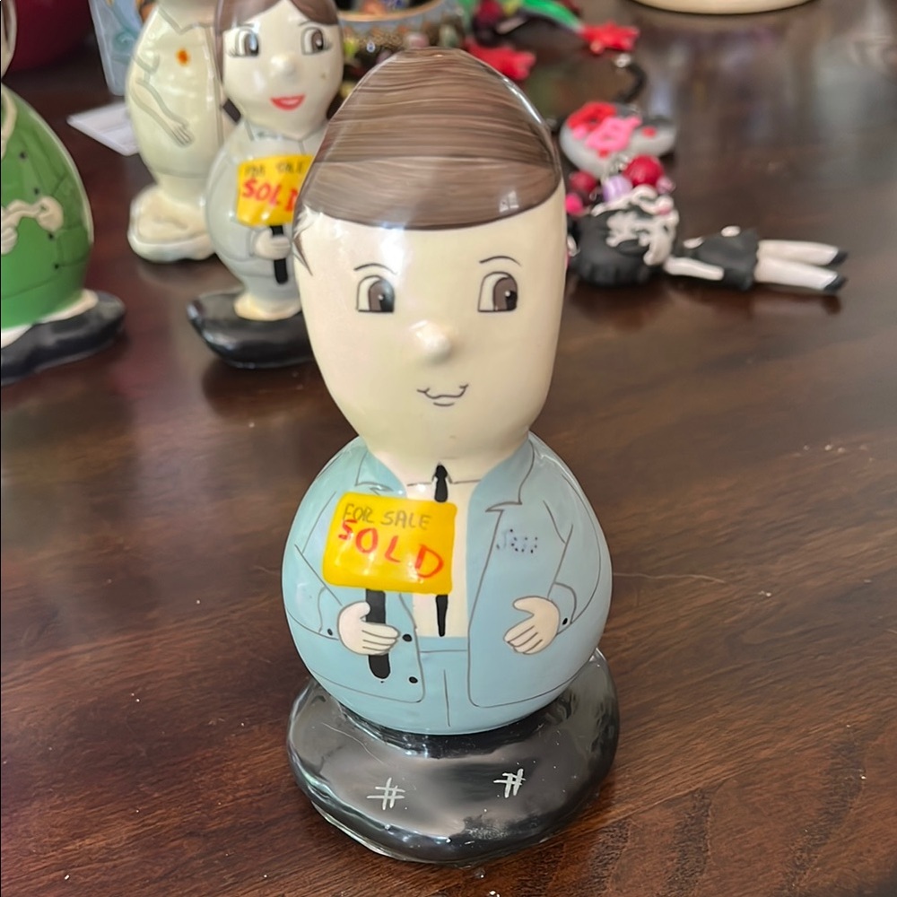 Rock Heads Salesmen/Real-Estate Agent Charming Ceramic Figurine.